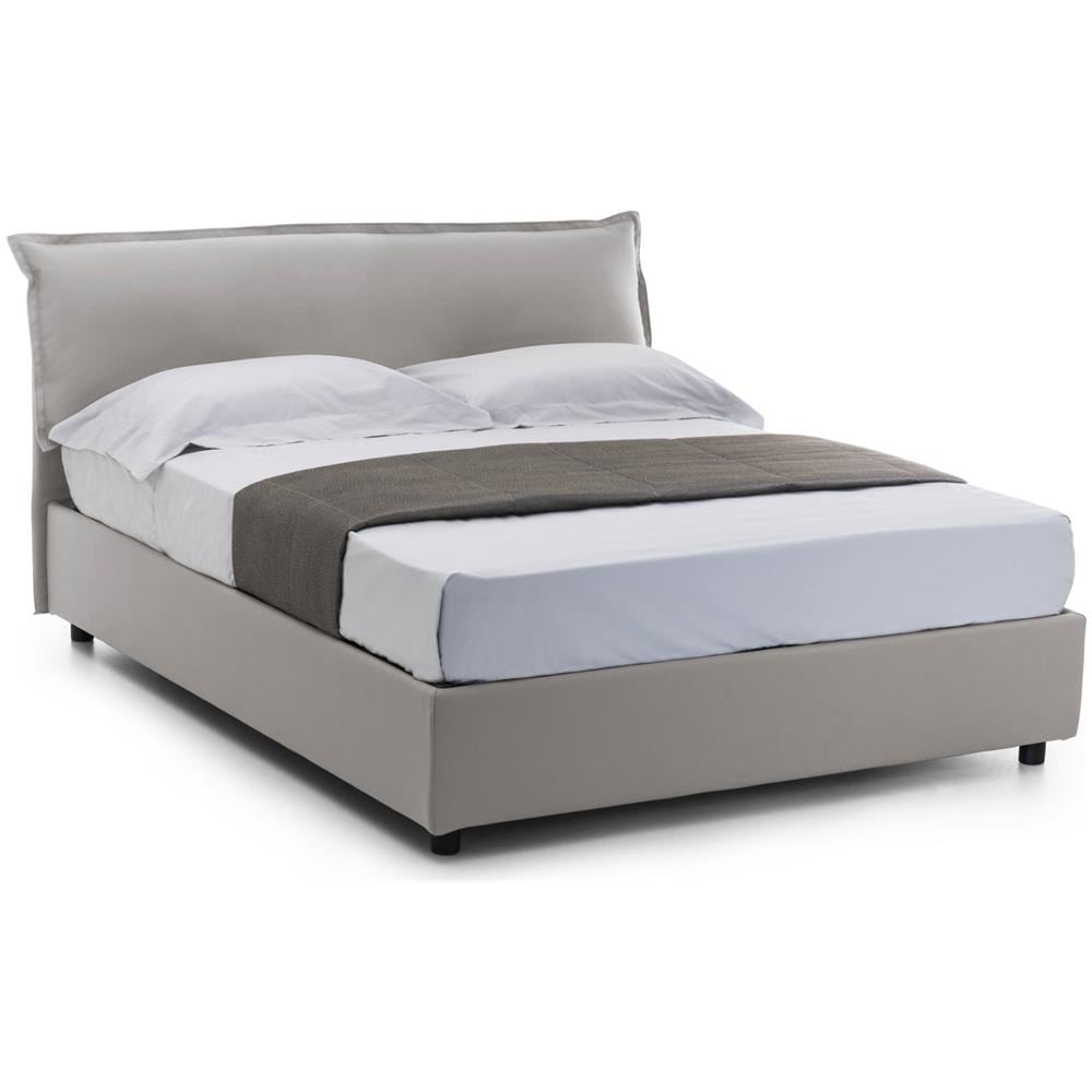 Letto Matrimoniale Clorinda, Letto Contenitore Sfoderabile Con Testiera E Giroletto Contenitore Imbottiti, 100% Made In Italy, Con Materasso Cm 160x200 Incluso, Grigio - Foto 4