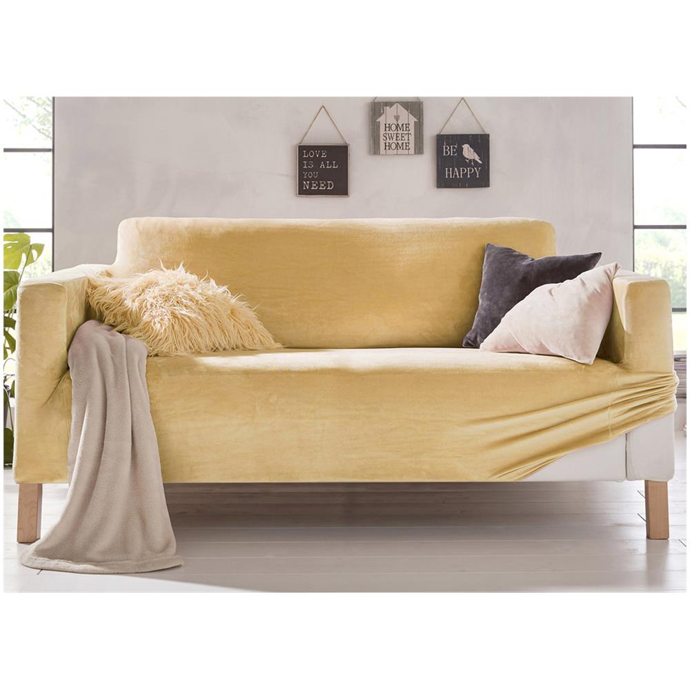 Copridivano Elasticizzato Effetto Velluto Modello Morbidissimo Colore Oro Poltrona Oro - Foto 1