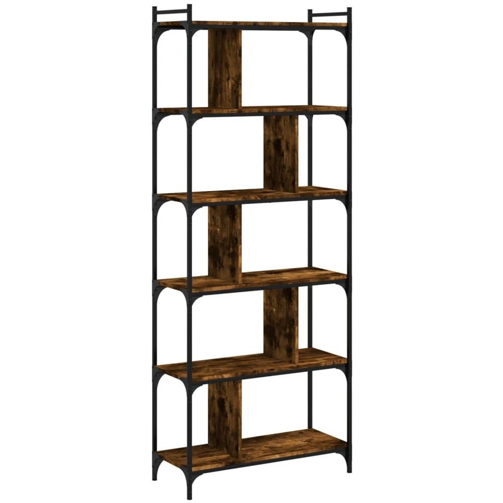Libreria Rovere Fumo 6 Ripiani 76x32x192 Cm Legno Multistrato - Foto 2