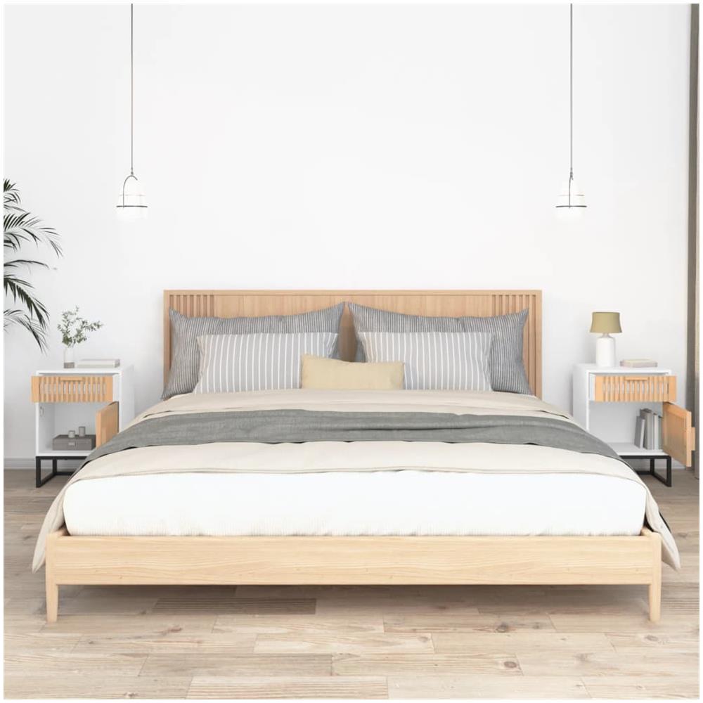 Comodini 2 Pz Bianchi 40x30x55,5 Cm Legno Multistrato E Ferro - Foto 3