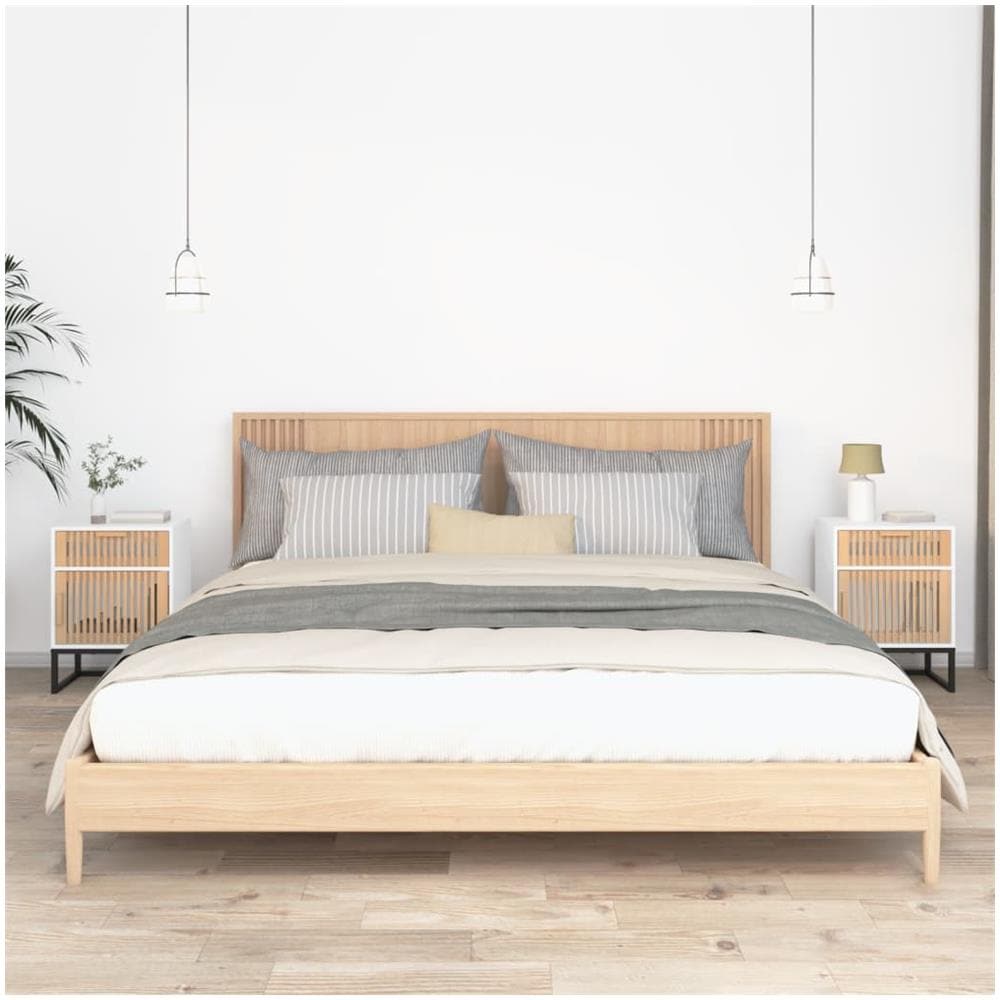 Comodini 2 Pz Bianchi 40x30x55,5 Cm Legno Multistrato E Ferro - Foto 1