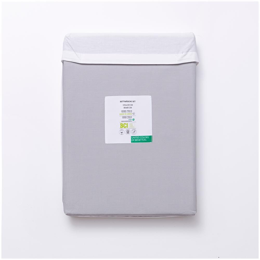 Imposta Il Letto Da 2 Pc (custodia Nordica 155x220cm + Cuscino 80x80cm) 200tc 100% Di Cotone Bianco E B & W Grigio - Foto 2