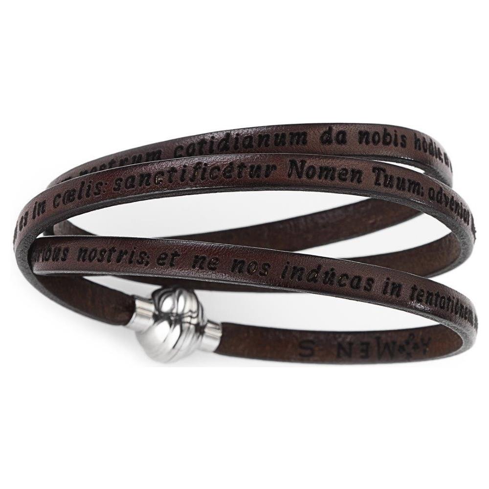 Bracciale In Pelle - Collezione Classic - Colore Marrone - Misura 60 Padre Nostro Latino - Foto 1