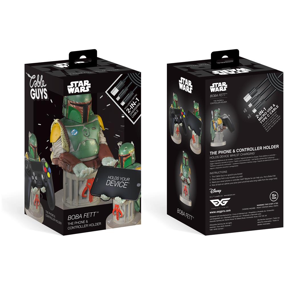 Supporto per Smartphone o Joystick Cable Guy Boba Fett CGCRSW300154 con Cavo 2in1 USB - Micro USB e Type-C di 2 mt - Foto 8