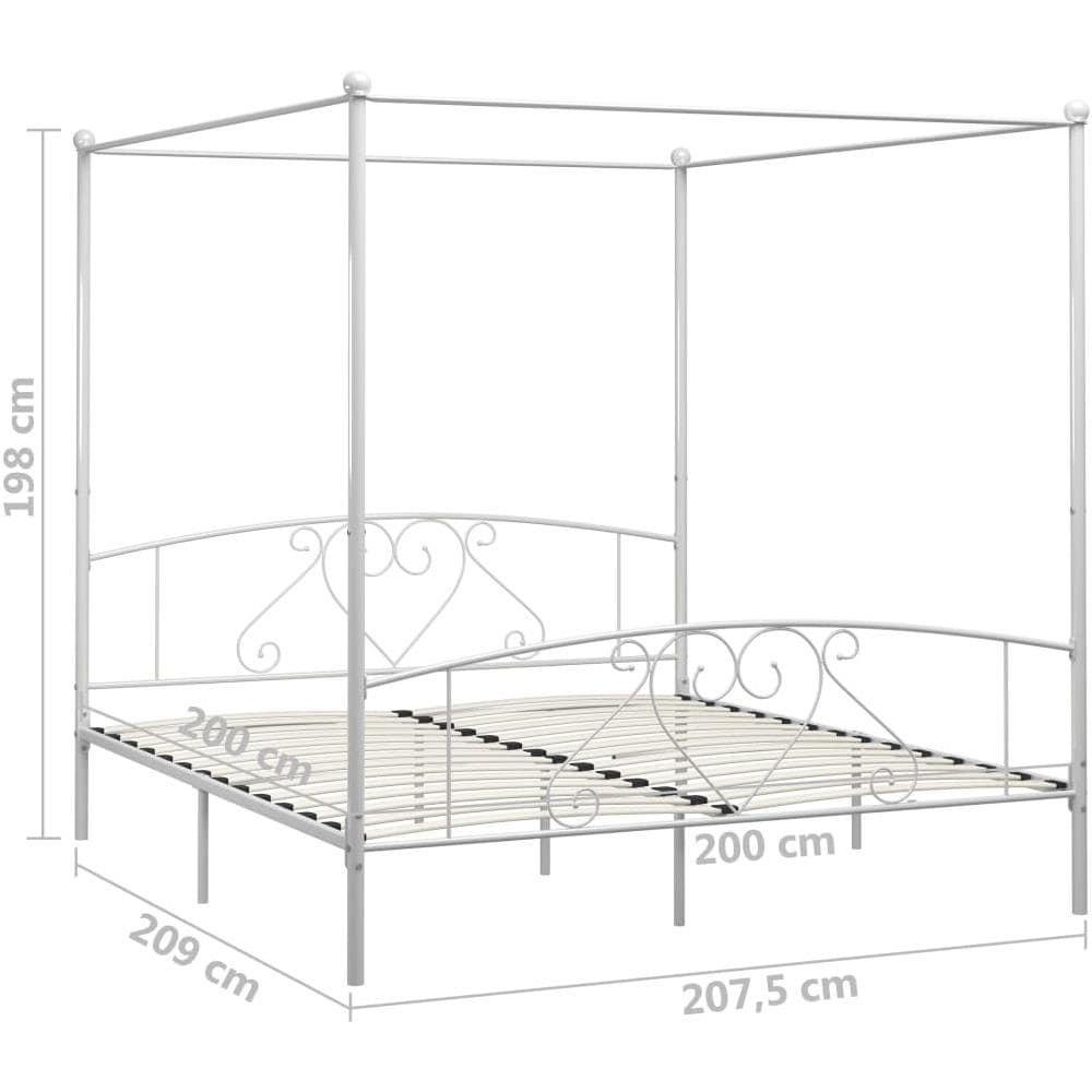 Letto A Baldacchino Bianco In Metallo 200x200 Cm - Foto 5
