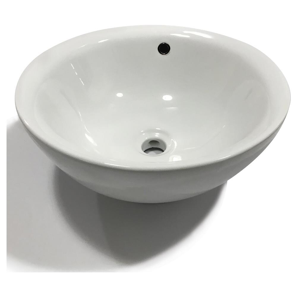 Lavabo Da Appoggio Ceramica Bianco Tondo Lavello Arredo Bagno 42x42x17,5 Cm - Foto 1