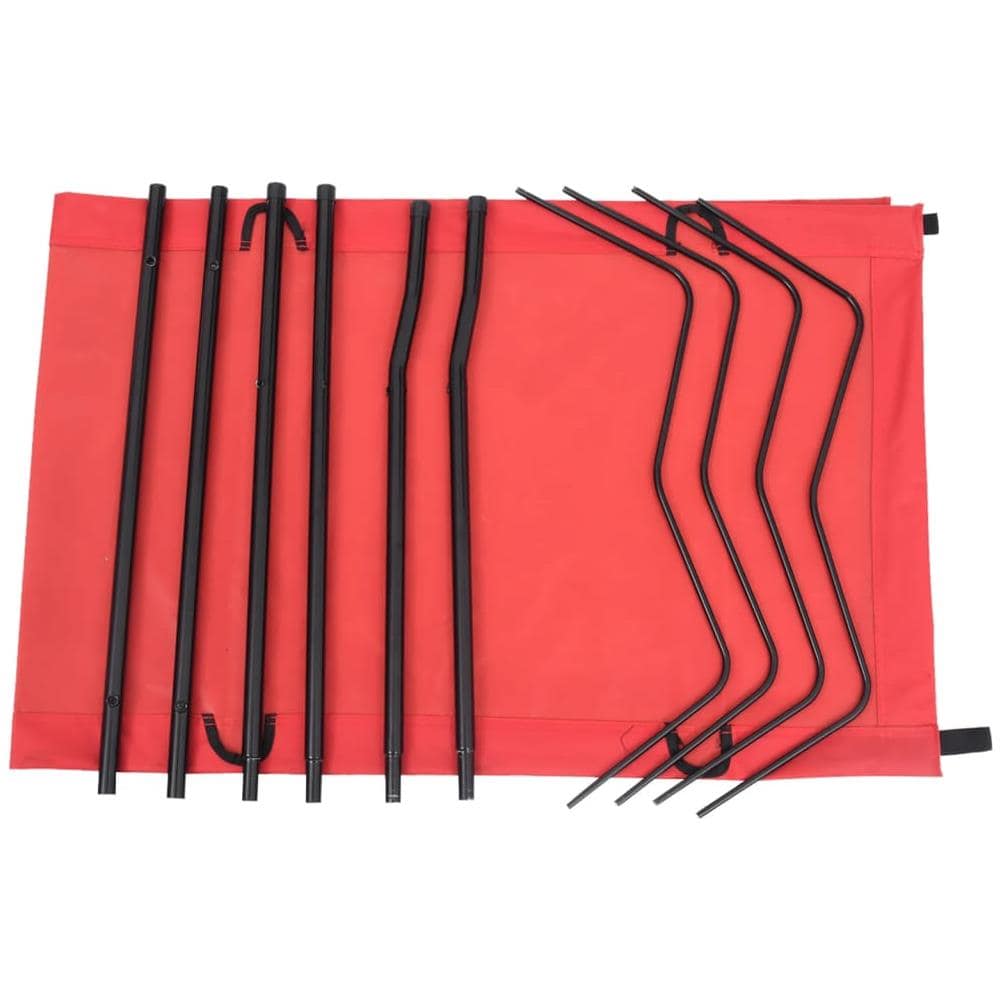 Lettino da Campeggio 180x60x19cm Tessuto Oxford e Acciaio Rosso - Foto 2