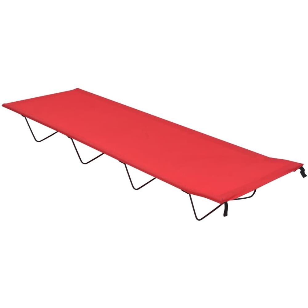Lettino da Campeggio 180x60x19cm Tessuto Oxford e Acciaio Rosso - Foto 1