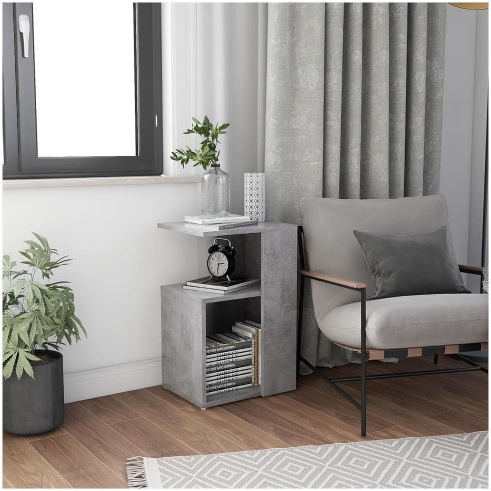 Tavolino Grigio Cemento 36x30x56 cm in Legno Multistrato - Foto 1