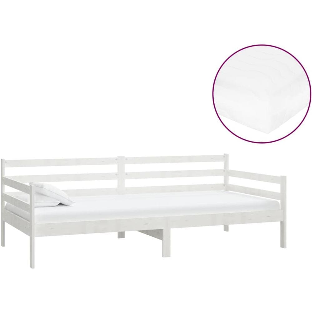 Divano Letto Con Materasso 90x200 Cm Bianco In Massello Di Pino - Foto 2