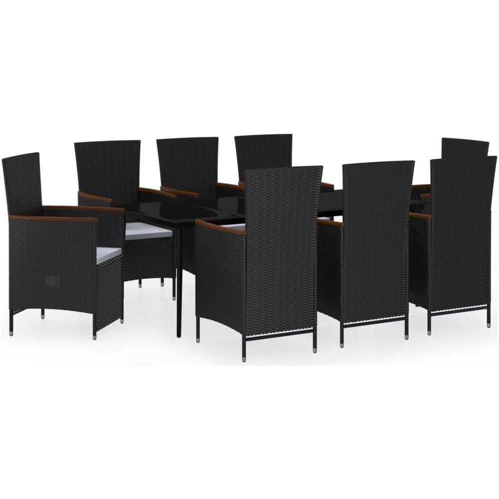 Set Mobili Da Pranzo Da Giardino 9 Pz Con Cuscini Nero - Foto 1