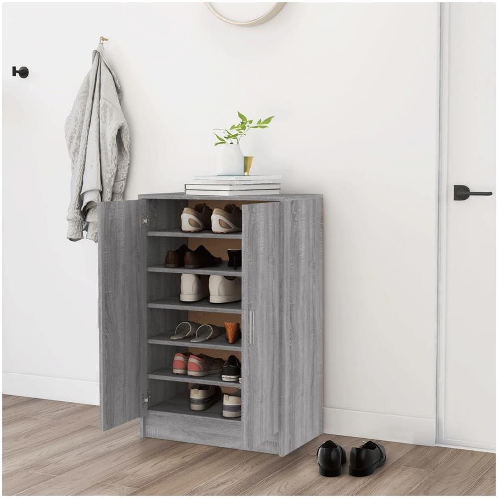 Scarpiera Grigio Sonoma 60x35x92 Cm In Legno Multistrato - Foto 1