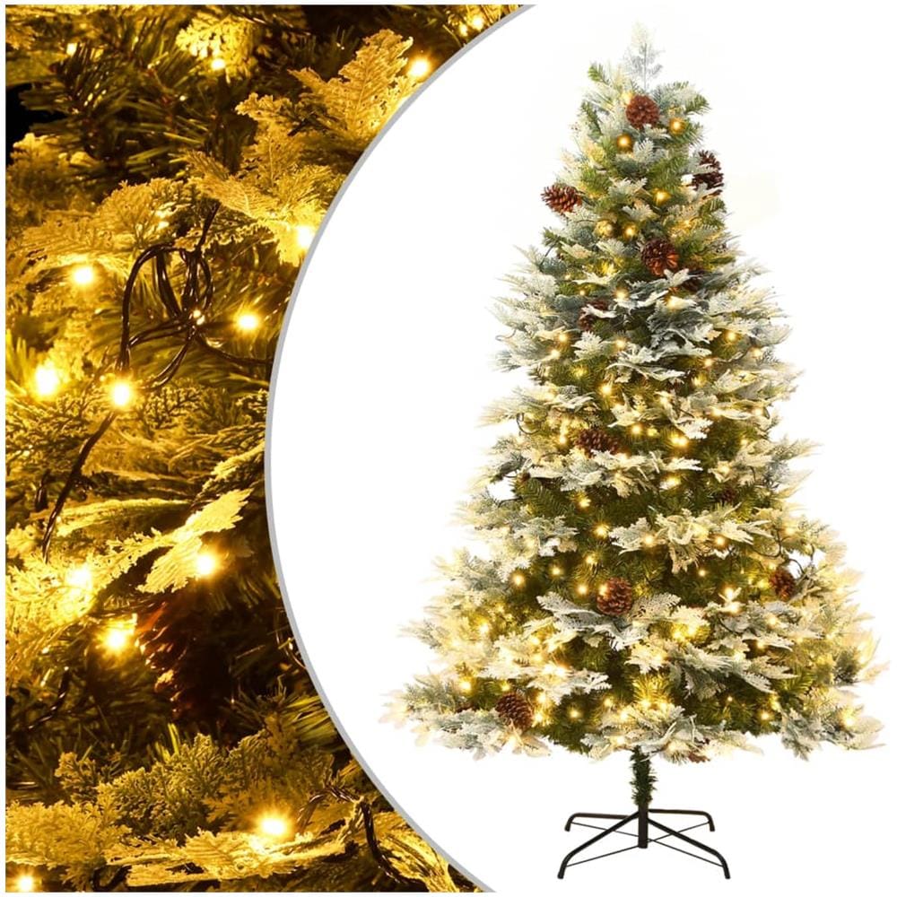 Albero Di Natale Con Led E Pigne Verde 195 Cm In Pvc E Pe - Foto 1
