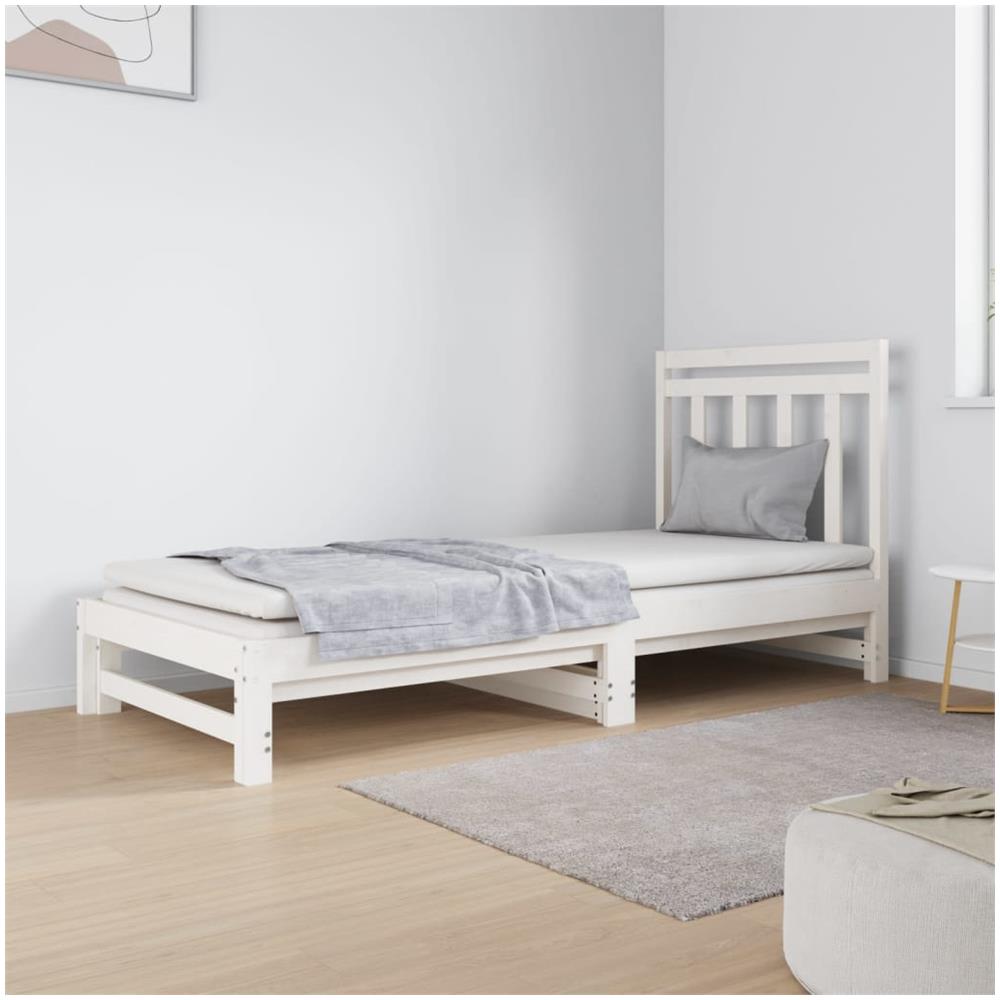 Dormeuse Estraibile Bianca 2x (90x190) Cm Legno Massello Di Pino - Foto 1