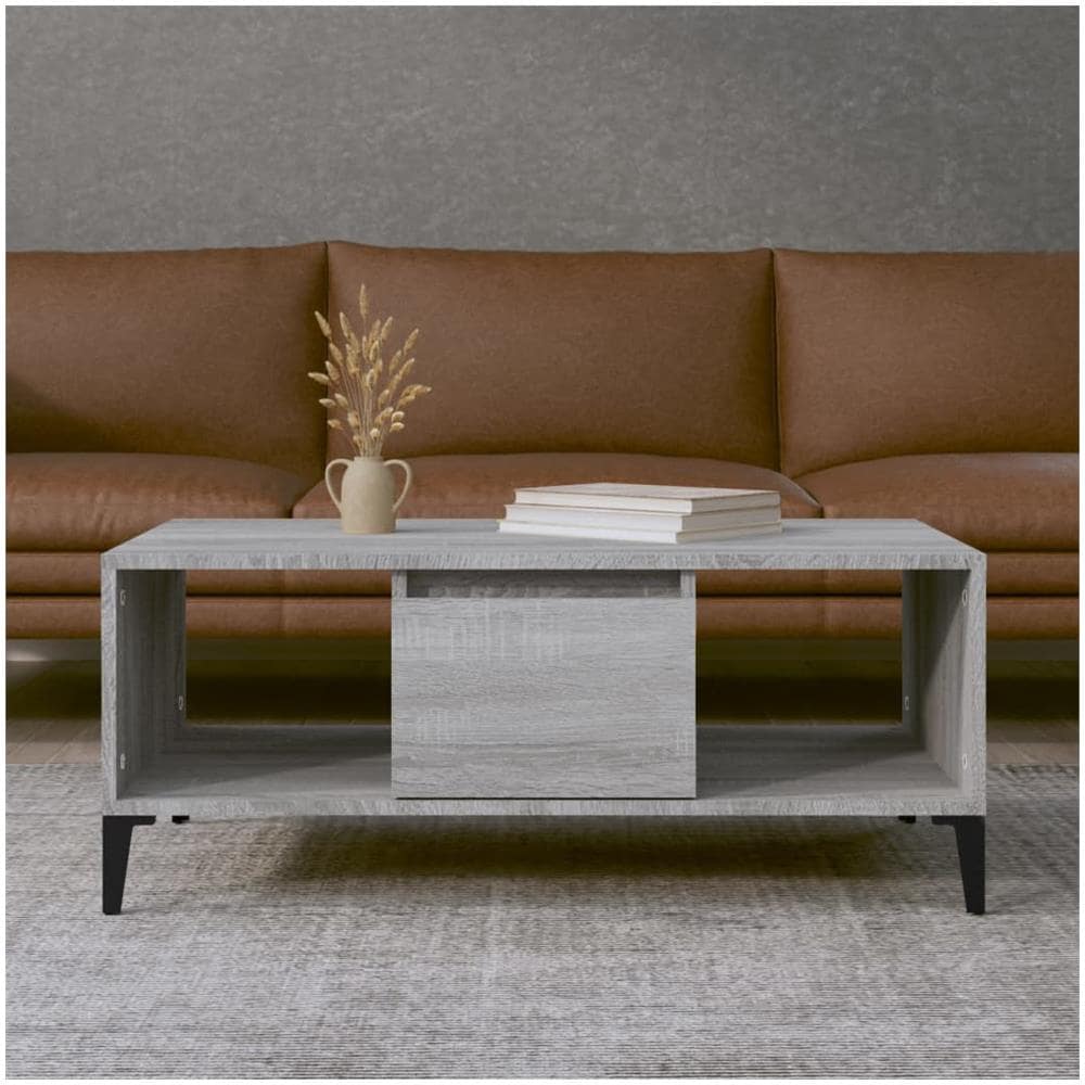 Tavolino Salotto Grigio Sonoma 90x50x36,5 Cm Legno Multistrato - Foto 1