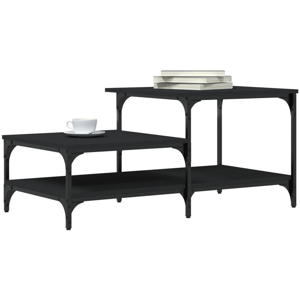 Tavolino Da Salotto Nero 100x50,5x45 Cm In Legno Multistrato - Foto 3