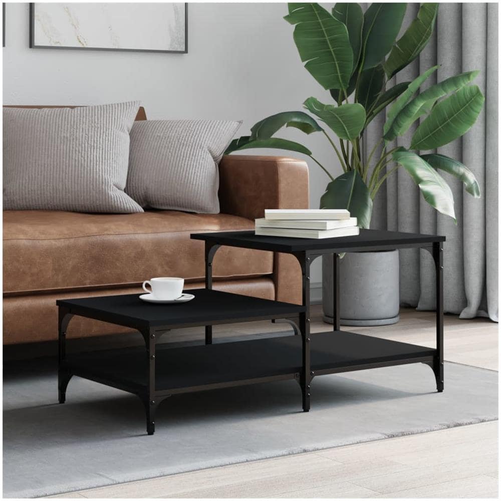 Tavolino Da Salotto Nero 100x50,5x45 Cm In Legno Multistrato - Foto 1