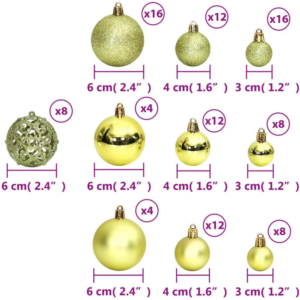 Palline Di Natale 100 Pz Verde Chiaro 3 / 4 / 6 Cm - Foto 8