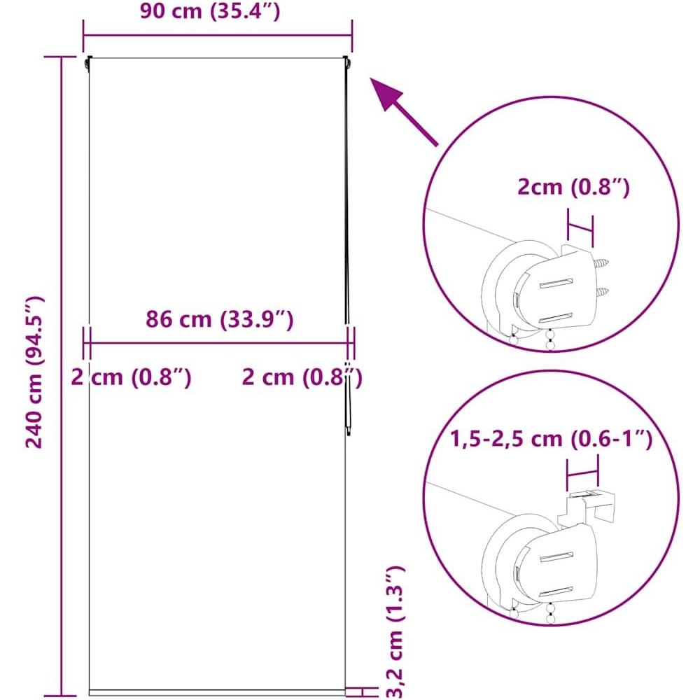 Tenda a Rullo Doccia 90x240 cm Larghezza Tessuto 86 cm - Foto 10