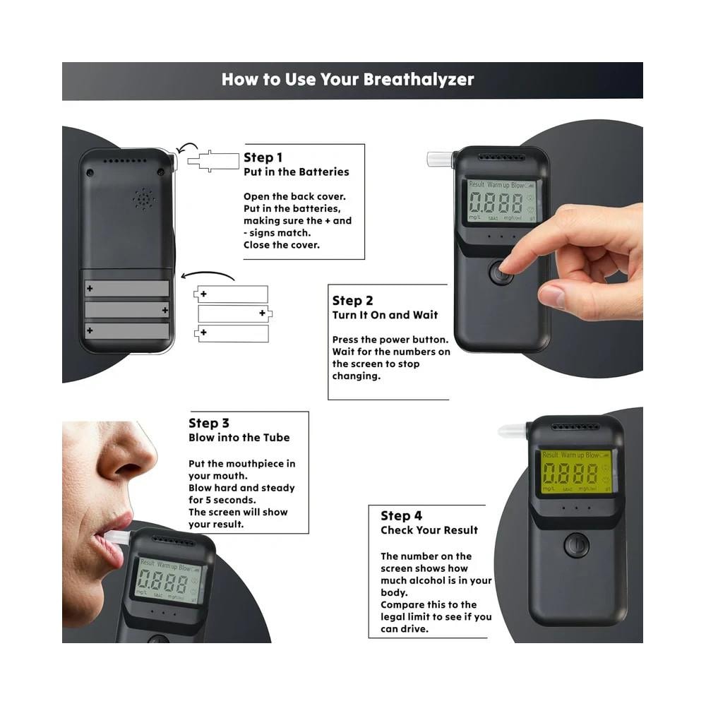 Etilometro Portatile Digitale Alcol Test A Batteria Sicuro 100% Codice Stradale - Foto 3