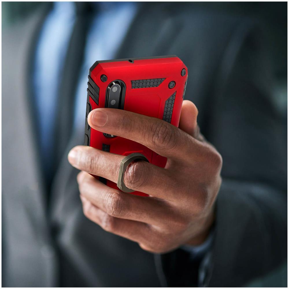 Cover Huawei P30 Bi-materia Rigida Morbida Anello Magnetico Stand Rosso - Foto 2