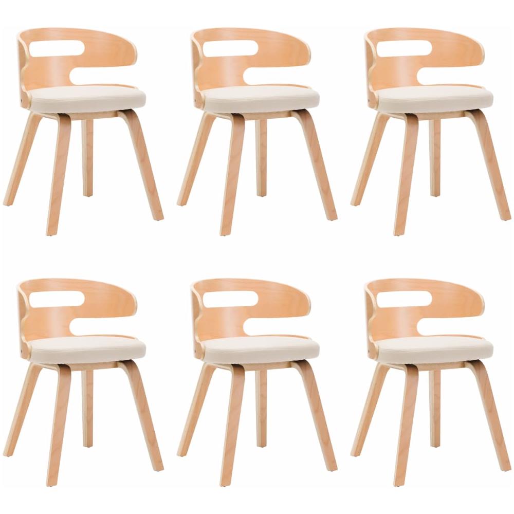 Sedie Da Pranzo 6 Pz Crema In Legno Piegato E Similpelle - Foto 7