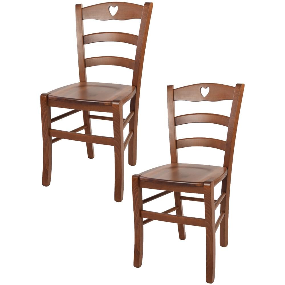 Livinia Seattle Set 2 Sedie Da Pranzo In Legno Massello: Stile Fattoria Con Schienale A Scala E Seduta Imbottita, Antico