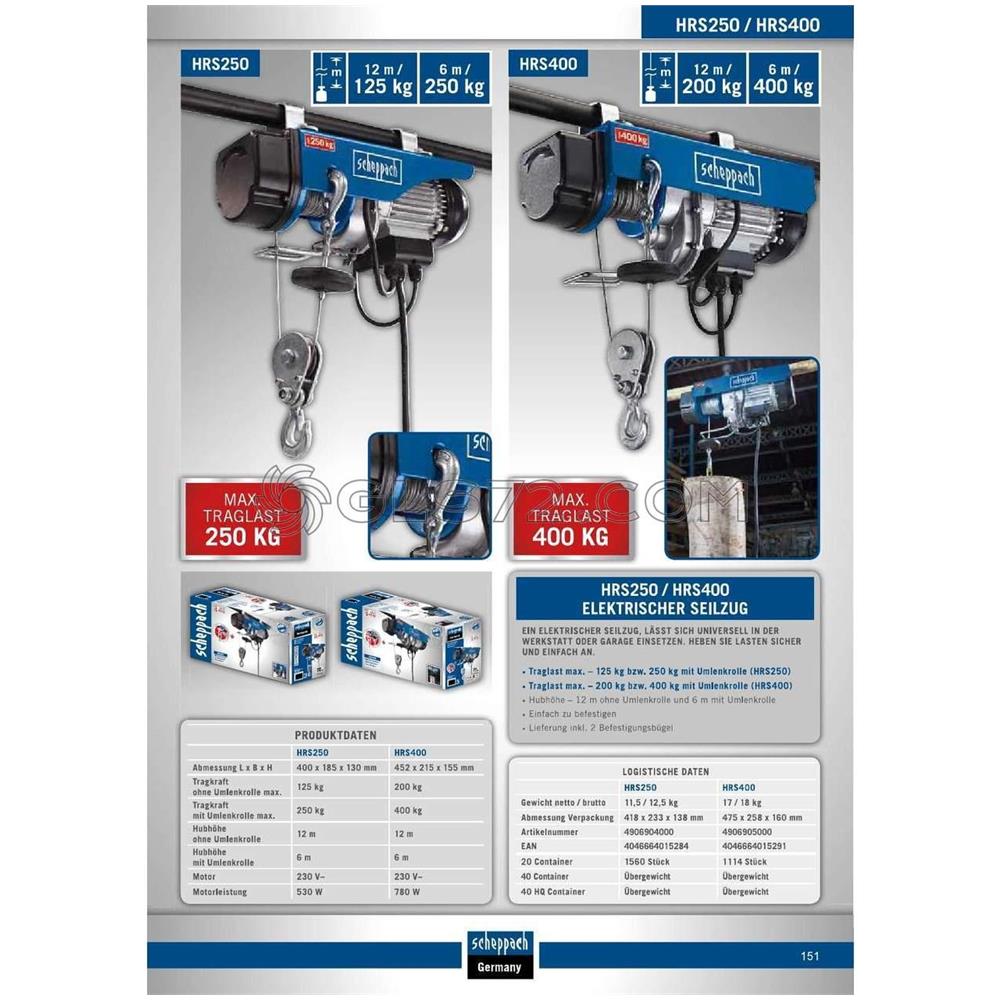 Paranco Montacarichi Argano Elevatore Elettrico 200 / 400 Kg Hrs400 - Foto 2
