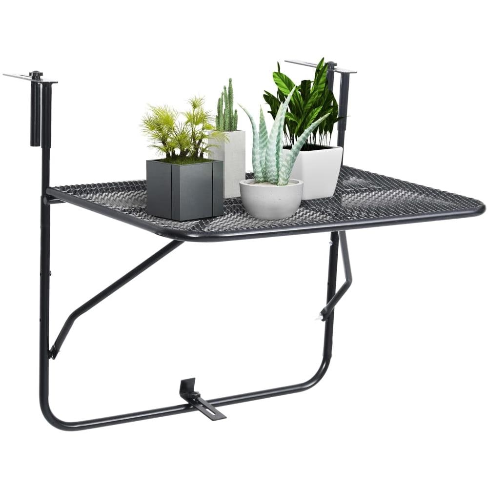 Tavolo da Balcone Nero 60x40 cm in Acciaio - Foto 2