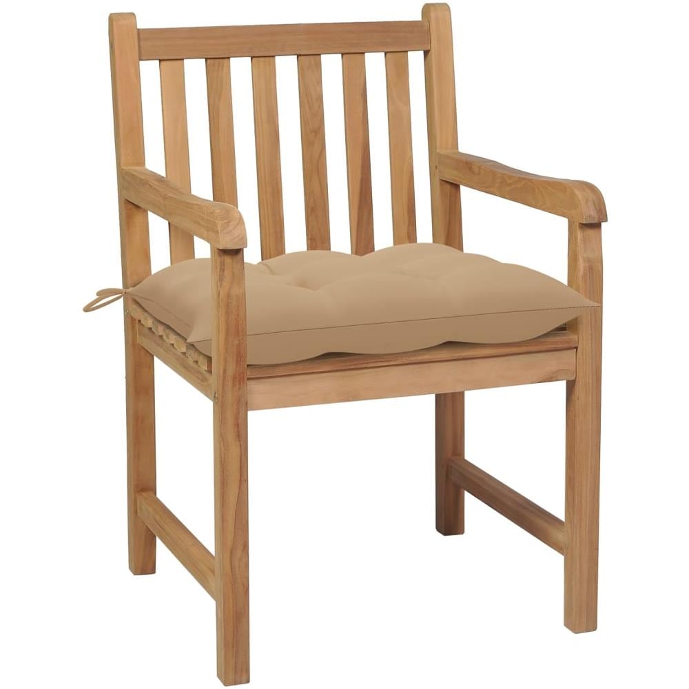 Sedie da Giardino 6 pz con Cuscini Beige in Massello di Teak - Foto 2