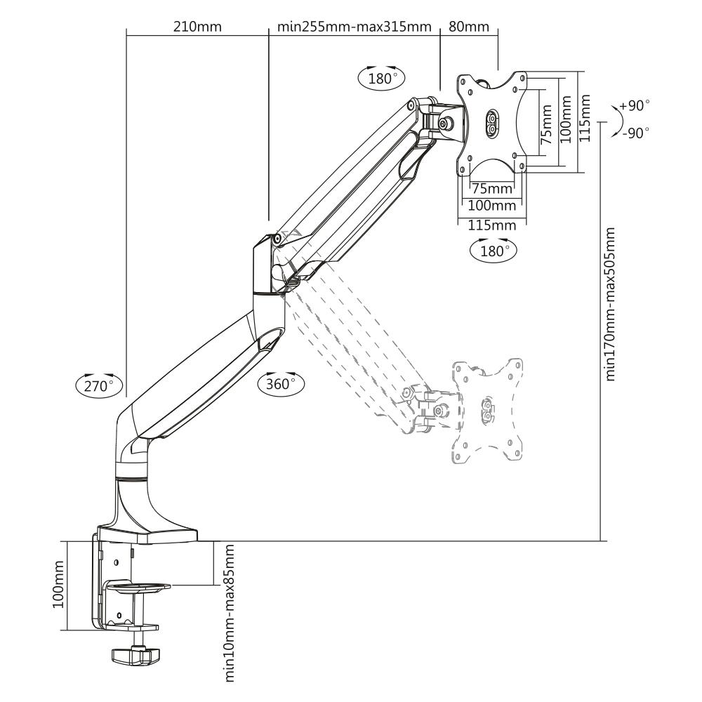 Supporto da Scrivania NM-D750BLACK per Monitor LCD /LED /TFT - Foto 3