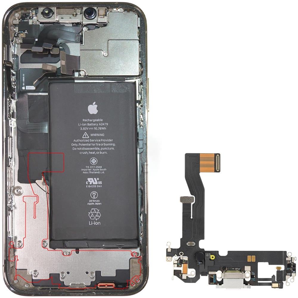 Connettore Ricarica Lightning E Microfono Di Ricambio Iphone 12 E 12 Pro Argento - Foto 5