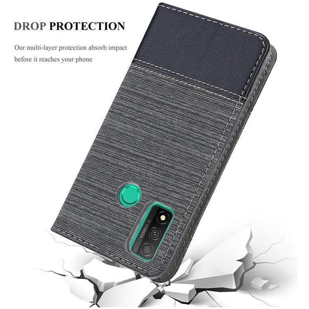Custodia Compatibile Con Huawei P Smart 2020 In Grigio Nero - Coperchio Protettiva Con Chiusura Magnetica, Funzione Stand E Tasca Per Le Carte - Foto 8