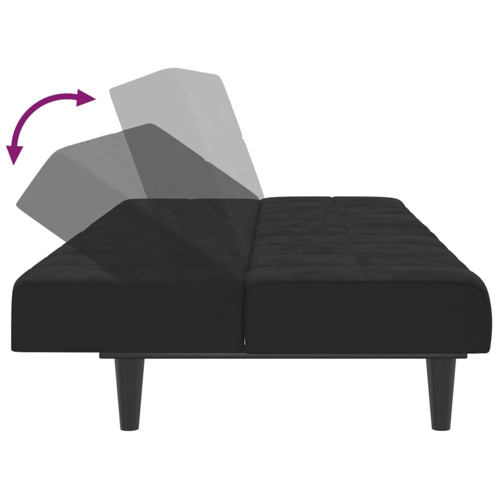 Divano Letto A 2 Posti Nero In Velluto - Foto 2