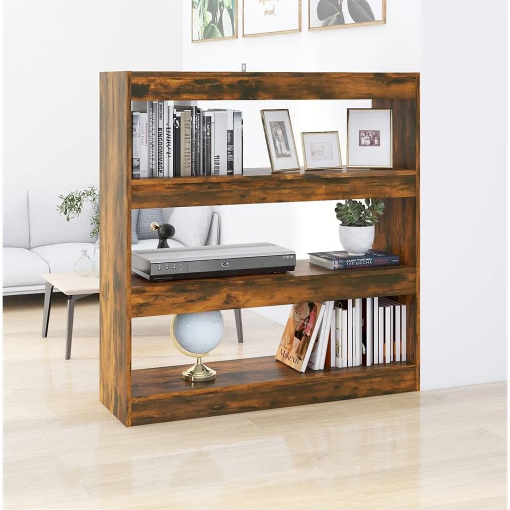 VidaXL Libreria E Divisorio In Legno Multistrato - Colore Rovere Fumo - 105x24x102 Cm - Scaffale Salvaspazio Per Libri E Oggetti - 2