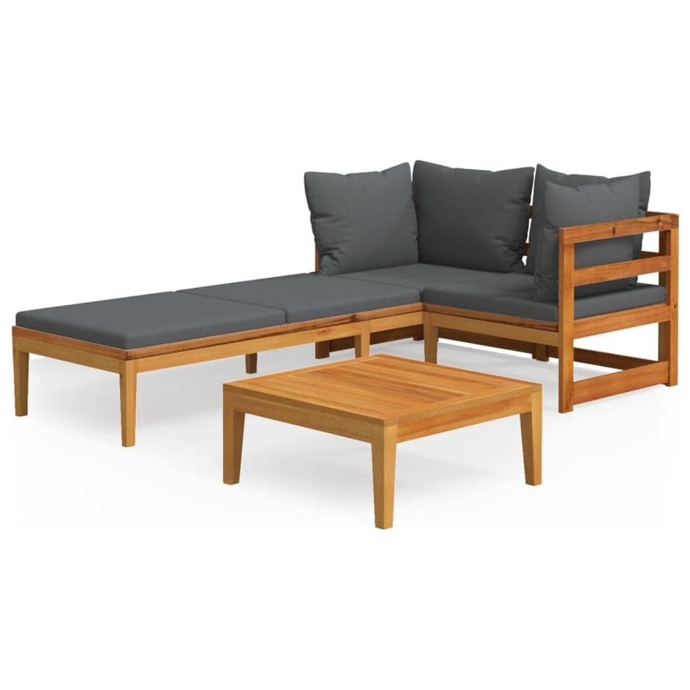 Set Divani Giardino 3 pz con Cuscini Grigio Scuro Legno Acacia - Foto 2