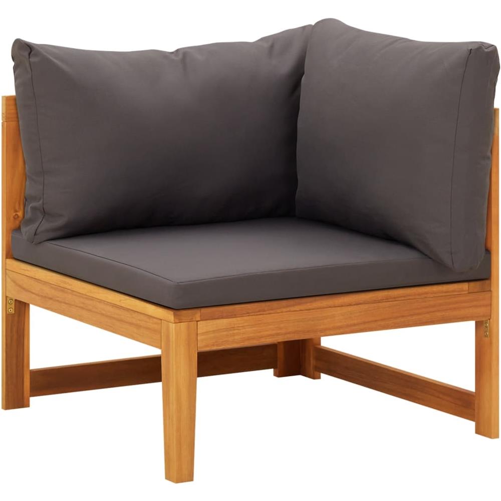 Set Divani Giardino 3 pz con Cuscini Grigio Scuro Legno Acacia - Foto 3