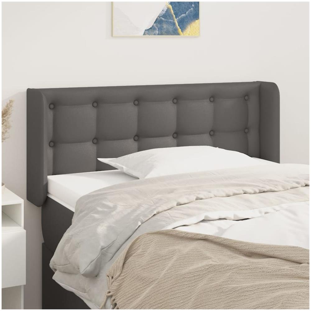 Testiera Ad Orecchio Grigio 103x16x78/88 Cm In Similpelle - Foto 1