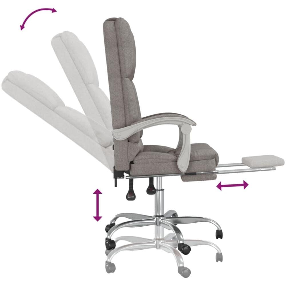 Sedia da Ufficio Massaggio Reclinabile Tortora in Tessuto - Foto 7