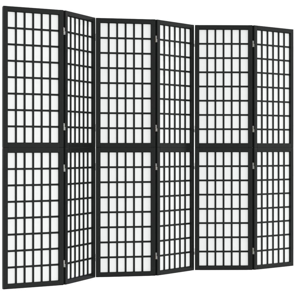 Divisorio Pieghevole 6 Pannelli Stile Giapponese 240x170cm Nero - Foto 2