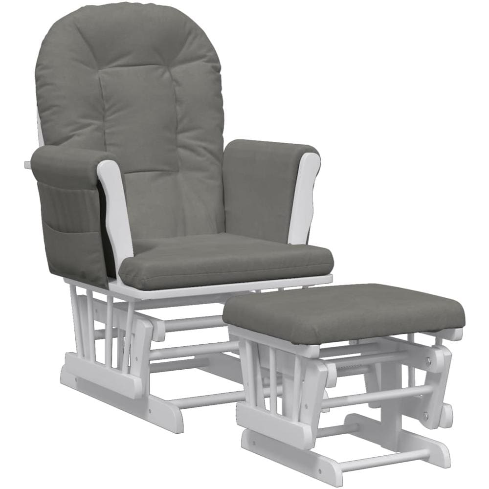 Poltrona Glider Con Sgabello Grigio Scuro In Tessuto - Foto 2