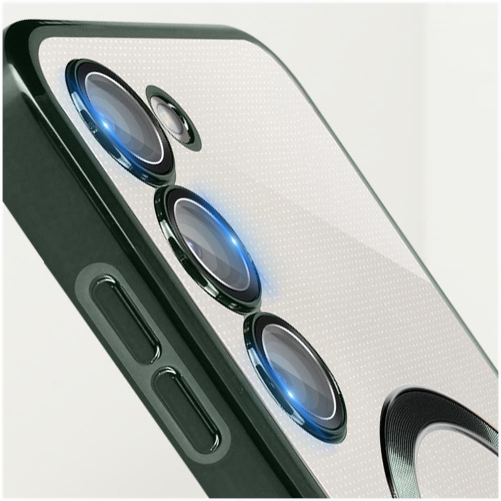 Cover Magsafe Per Samsung S23 Con Protezione Fotocamera Trasparente / Verde - Foto 5