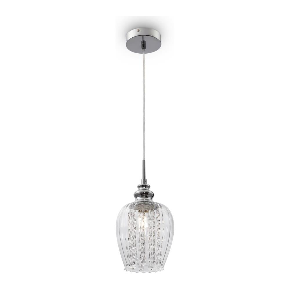 Lampadario Contemporaneo Blues Metallo Nichel 1 Luce Diffusore Vetro Trasparente - Foto 1