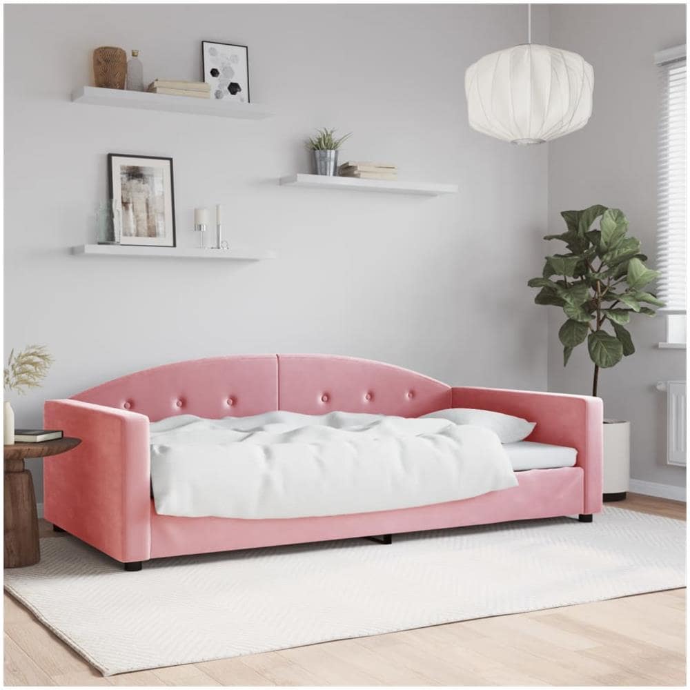 Letto Da Giorno Rosa 100x200 Cm In Velluto - Foto 1