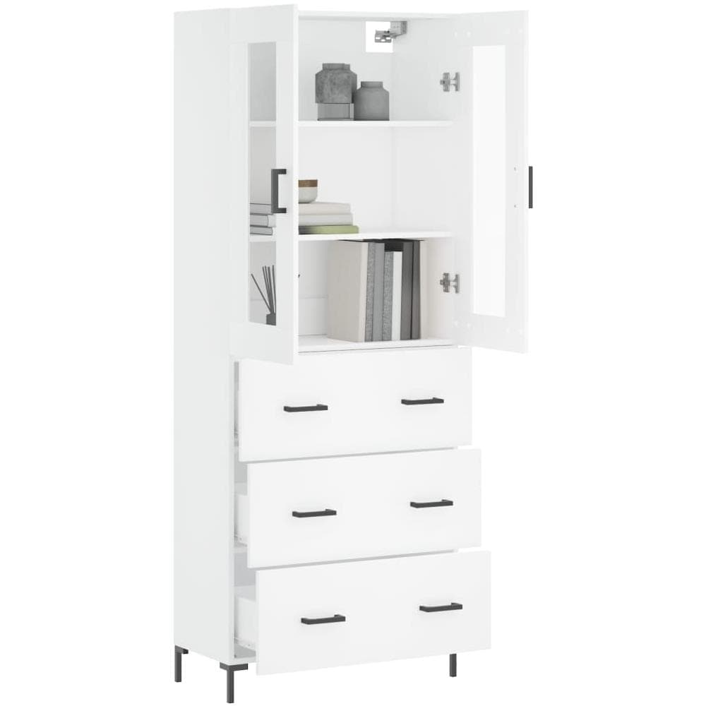 Credenza Bianca 69,5x34x180 Cm In Legno Multistrato - Foto 3