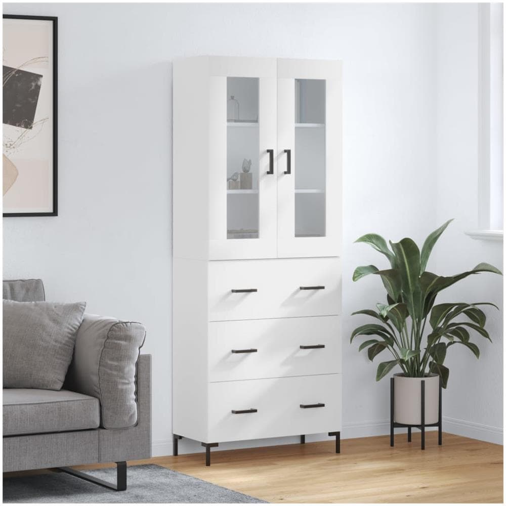 Credenza Bianca 69,5x34x180 Cm In Legno Multistrato - Foto 1