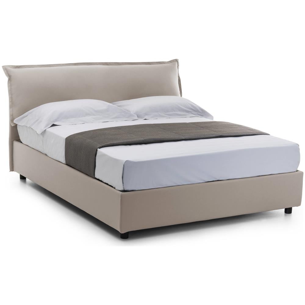Letto Matrimoniale Clorinda, Letto Contenitore Sfoderabile Con Testiera E Giroletto Contenitore Imbottiti, 100% Made In Italy, Con Materasso Cm 160x200 Incluso, Tortora - Foto 4