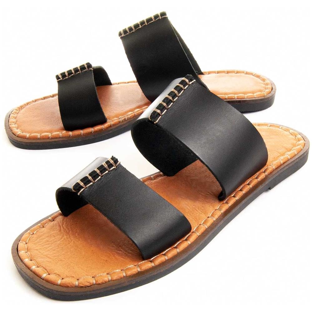 Sandalo In Pelle Femminile Leslie In Pelle Pura Leslie 80605 Nero 38 - Foto 1