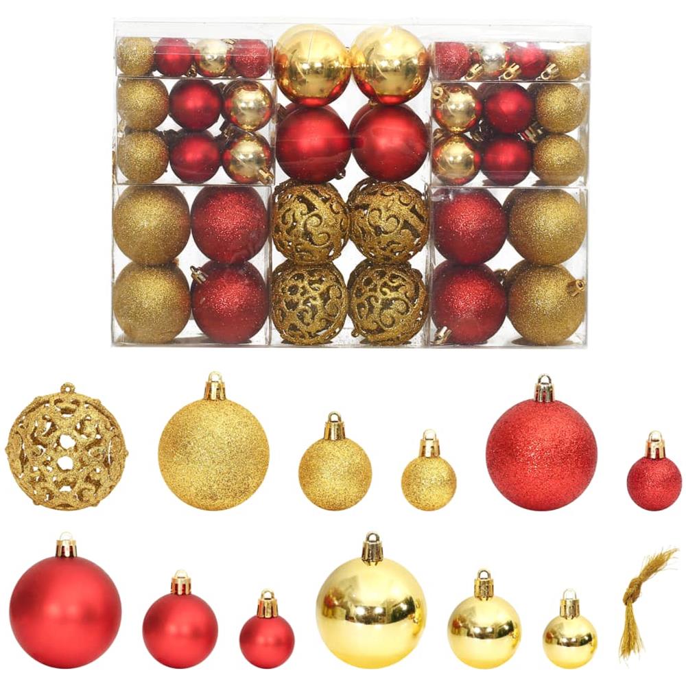 Palline Di Natale 100 Pz Oro E Rosso Vino 3 / 4 / 6 Cm - Foto 1
