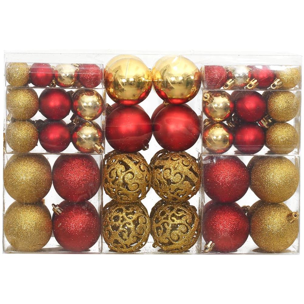 Palline Di Natale 100 Pz Oro E Rosso Vino 3 / 4 / 6 Cm - Foto 2